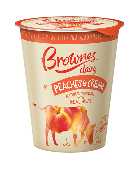 Yoghurt Brownes Dairy- Peaches and Cream 170g