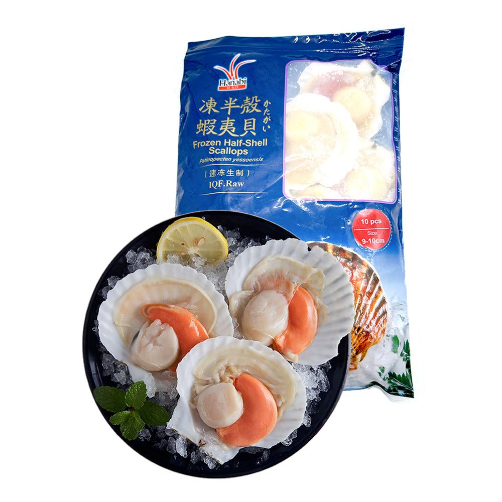 Hanabi-Frozen-Half-Shell-Scallops---Size-9/10,-10pcs-1