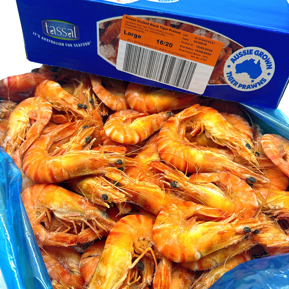 Tassal-Frozen-Cooked-Australian-Black-Tiger-Prawns-Large-Size-16/20---3kg-1