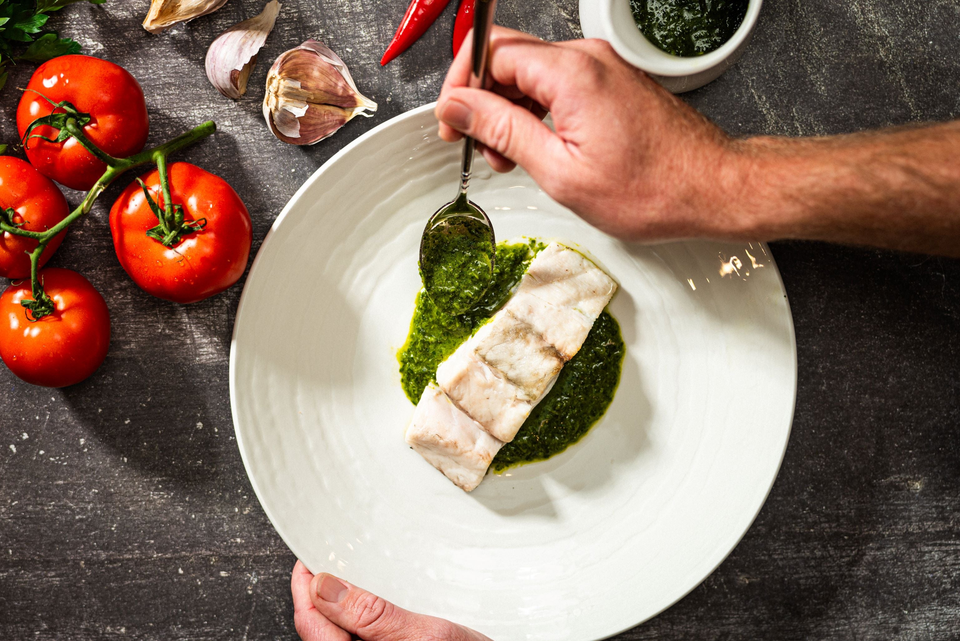 Barramundi Fish Tray- Fresh Saltwater with Chermoula Relish