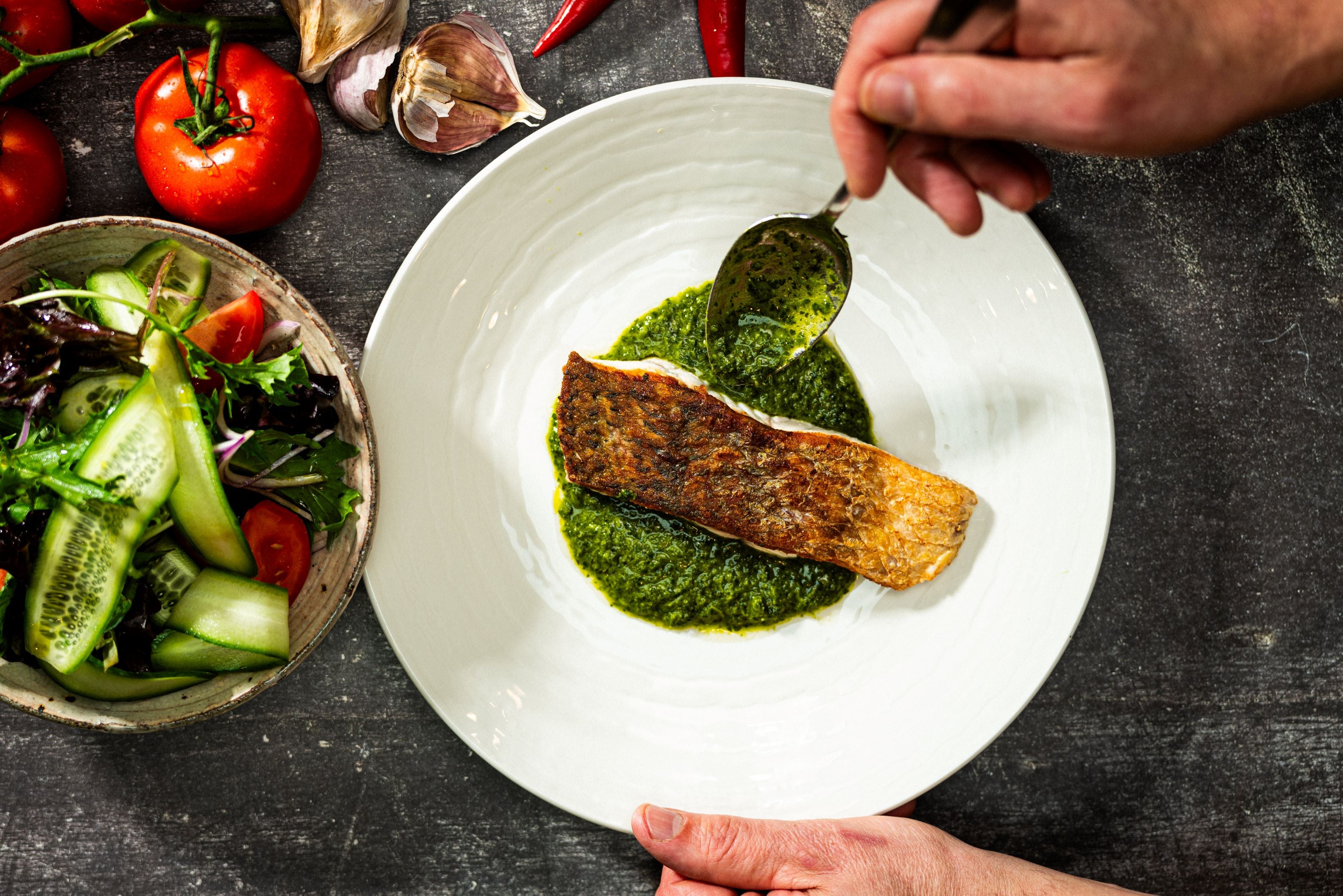 Barramundi Fish Tray- Fresh Saltwater with Chermoula Relish