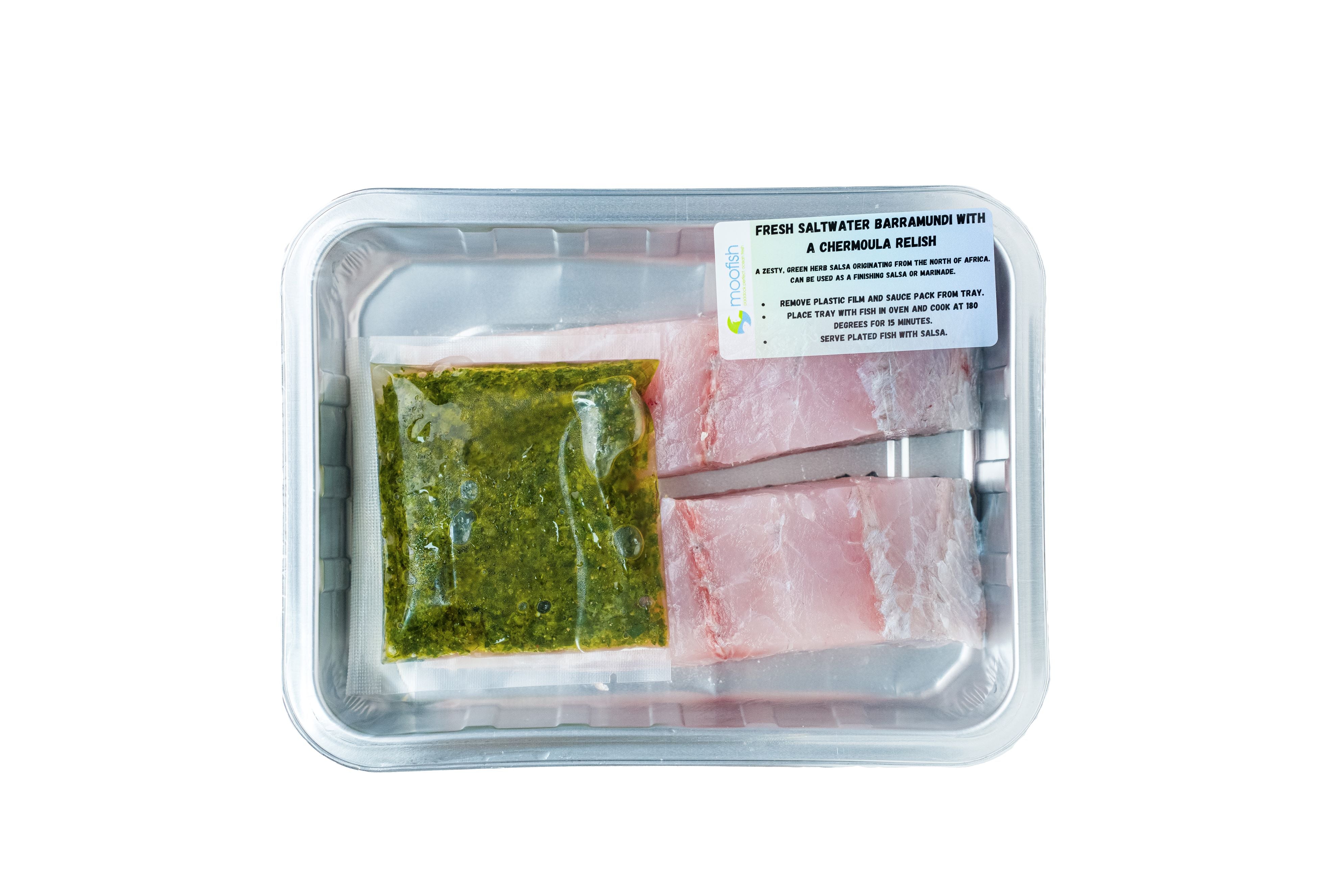 Barramundi Fish Tray- Fresh Saltwater with Chermoula Relish